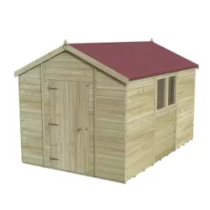 image of Forest Garden Timberdale 12X8 Apex Pressure Treated Tongue & Groove Solid Wood Shed With Floor (Base Included) - Assembly Service Included