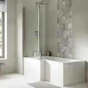 Image of Nuie Square L-Shaped Shower Bath with Front Panel and Screen 1700mm x 700mm/850mm - Left Handed