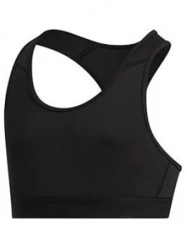 Image of adidas Junior Girls Training Bra - Black, Size 9-10 Years, Women