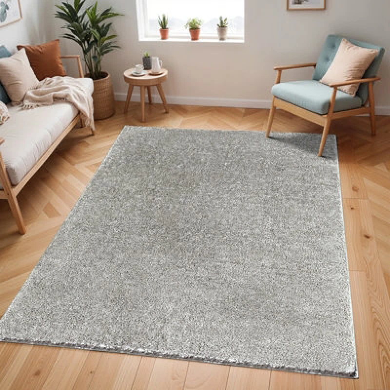 Image of Livabliss Shaggy Solid Color Plush Pile Dark Grey Claire Area Rug 160 X 213cm - Easy Care, Non Shedding, Ideal For Living Room & Bedroom