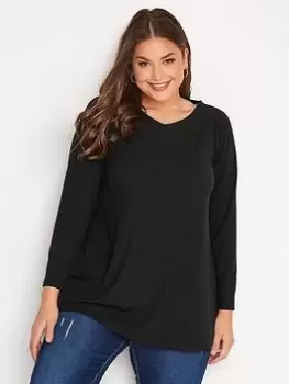 Image of Yours Long Sleeve Rib. Black, Size 16, Women