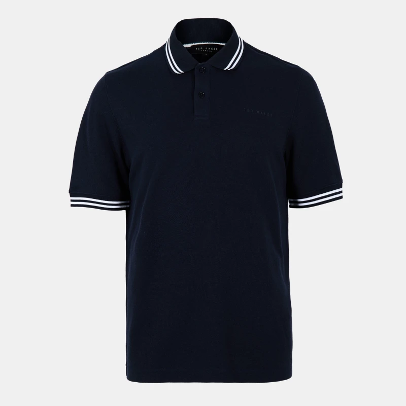 Image of Ted Baker Mens Tailored Fit Short Sleeve Polo Shirt Navy male 2XL (6)