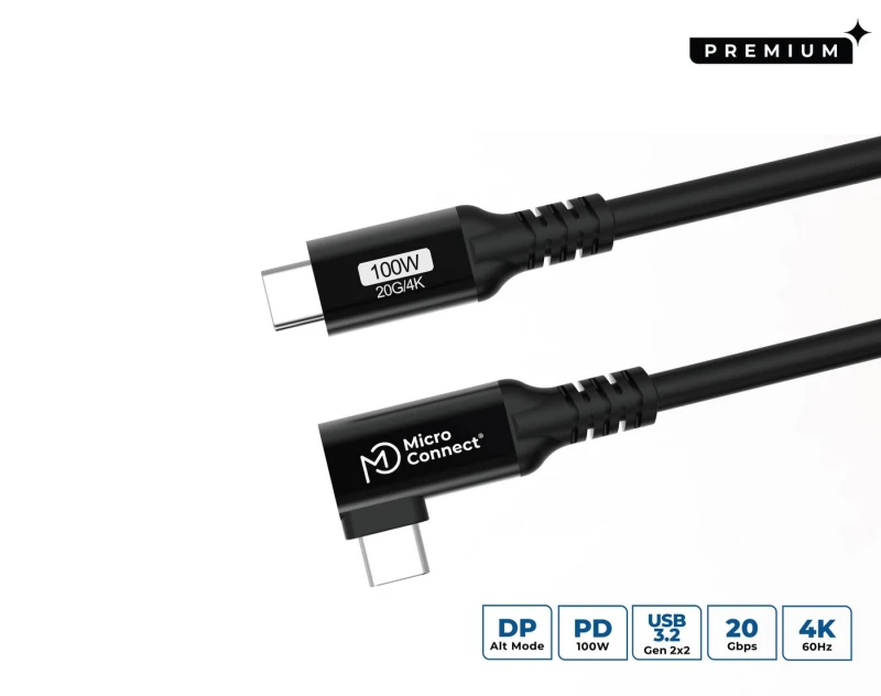 Image of Microconnect USB3.2CC01-A USB cable USB 3.2 Gen 2x2 1m USB C Black