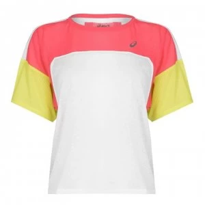 Image of Asics Style Short Sleeve T Shirt Ladies - Pink/White