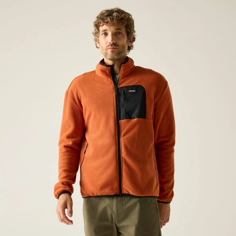 Image of Regatta Mens Frankie Full Zip Fleece in Burnt Orange Size: Medium Burnt Orange Male M