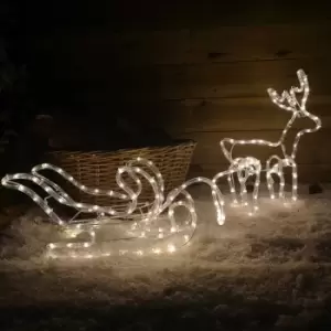 Image of Jingles - 1.4m LED Reindeer with Sleigh Christmas Rope Light Silhouette in Warm White
