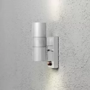 image of Modena Outdoor Modern Up Down Double Wall Light Galvanized Steel PIR Motion Sensor, IP44