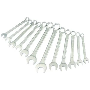 image of Wickes Chrome Plated Combination Assorted Spanner Set - Pack of 12