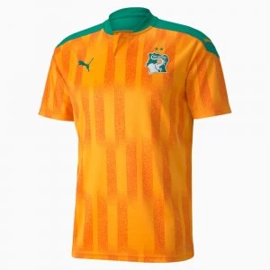 Image of PUMA Ivory Coast Home Replica Mens Jersey, Flame Orange/Pepper Green, size 2X Large, Clothing