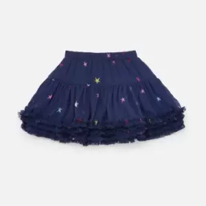 image of Joules Girls Lillian Star Print Ruffle Chiffon Skirt - 4 Years