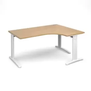 image of Office Desk Right Hand Corner Desk 1600mm Oak Top With White Frame 1200mm Depth TR10 TDER16WO