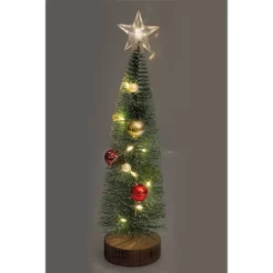 Image of LED Mini Christmas Tree with Red and Gold Baubles