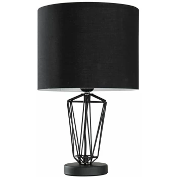 Image of Black Metal Wire Frame Table Lamp - Black