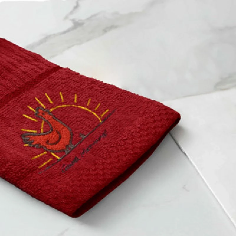 Image of Kitchen Trends Embroidered Chicken Easy Care Tea Towels, Pack of 3 in Red Size: 3 Pack Red Unisex 3 Pack