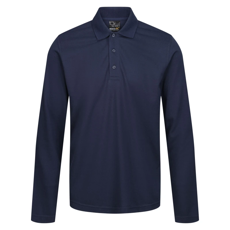 Image of Regatta Professional Mens Long-Sleeved Polo Shirt in Navy Size: XS Navy Male XS