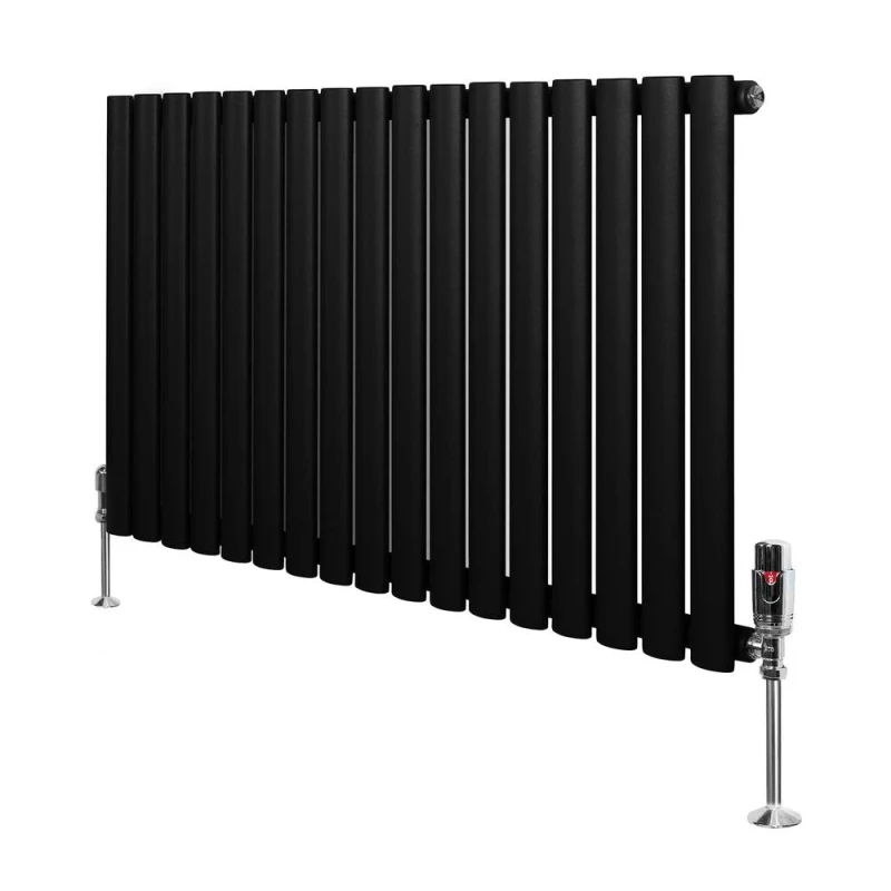 Image of Monstershop Oval Single Column Radiator & Valves - 600mm x 1020mm - Black Unisex