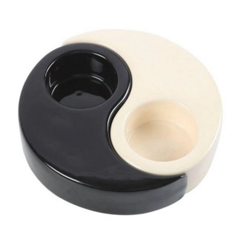 Image of Something Different Something Different Yin Yang Tealight Holder in White White One Size Unisex 5063693881375