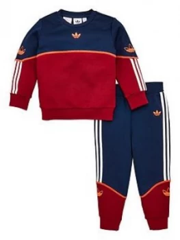 Image of adidas Originals Outline Crew Tracksuit - Indigo, Size 6-9 Months, Women