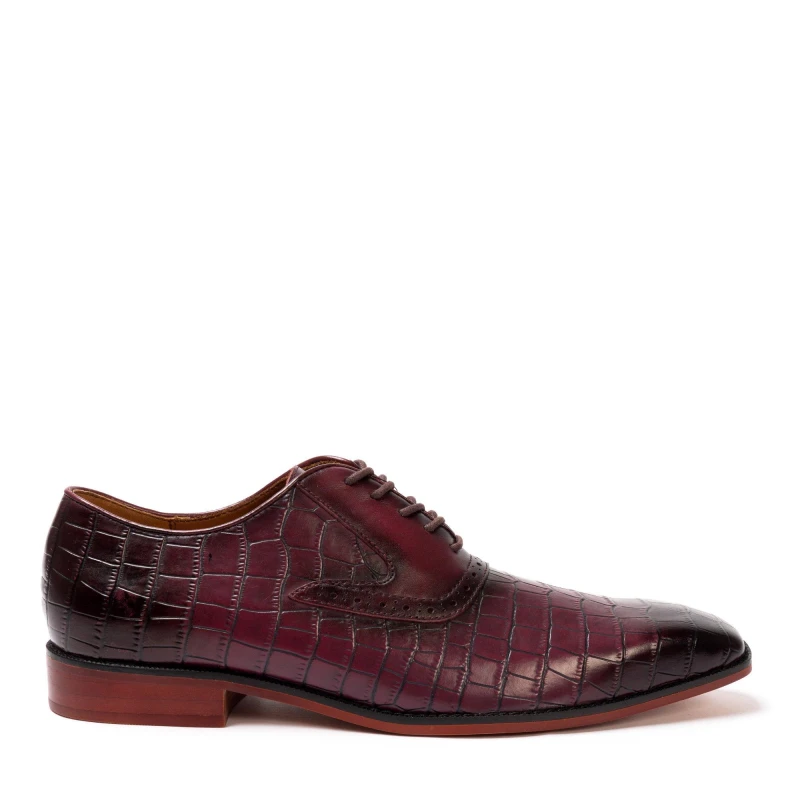 Image of Giorgio Leather Croc Men Oxford Dress Brogue Shoes Maroon male 7 (41)