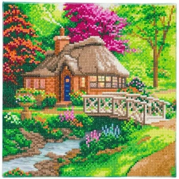 Image of Crystal Art Kit Friendship Cottage: Thomas Kinkade 30cm x 30cm