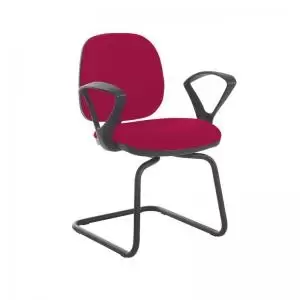 Image of Jota fabric visitors chair with fixed arms - Diablo Pink