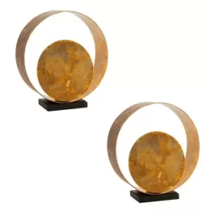 Image of 2 PACK Hand Finished Gold Patina Table Lamp - Dark Bronze Base - Inline Switch