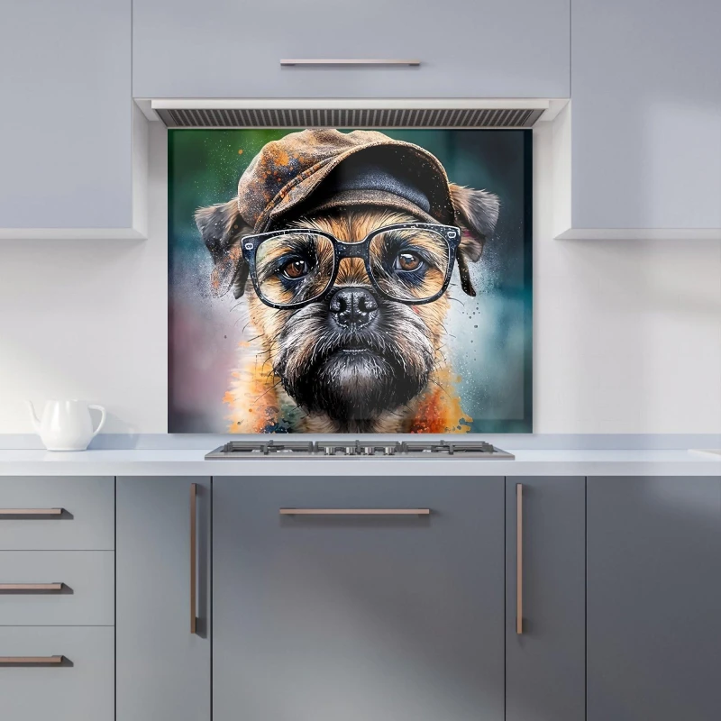 Image of Warren Reed - Designer Border Terrier Dog Splashart Kitchen Splashback Size: 600mm x 750mm Multicolor Unisex 600mm x 750mm