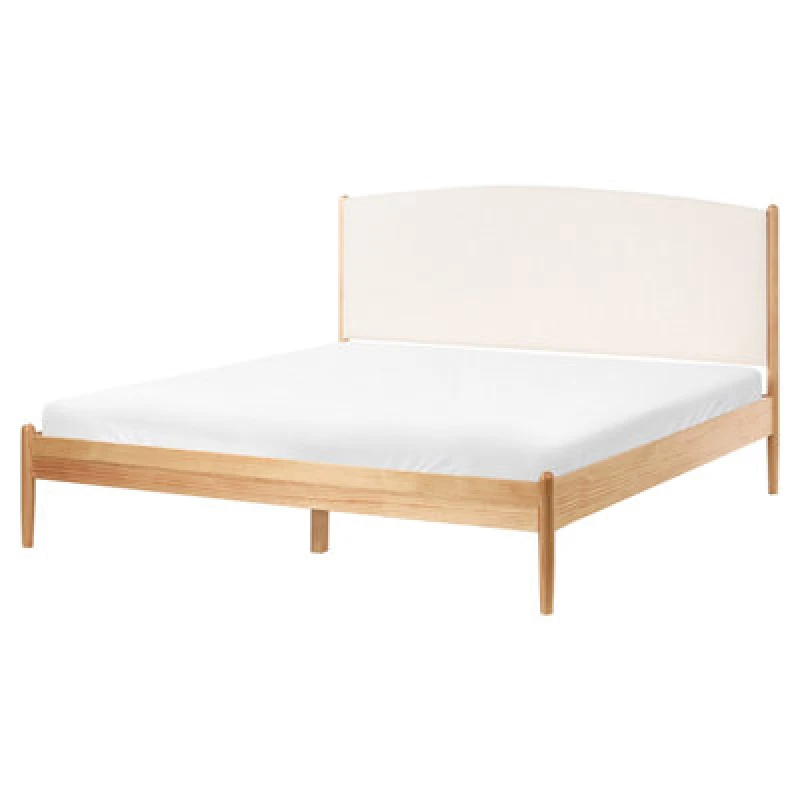 Image of Beliani Bed Pine Wood Clairac 160 X 200 Cm (Eu King Size) Light Brown