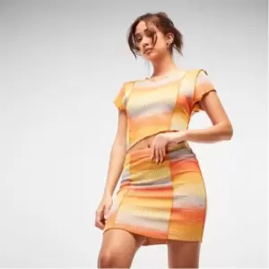 Image of Missguided Co Ord Space Dye Rib Knit Exposed Seam Mini Skirt - Multi