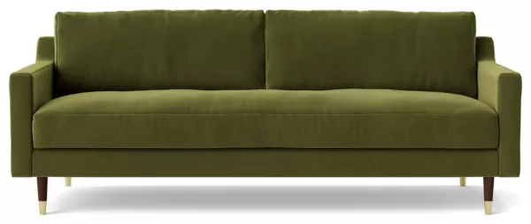 image of Swoon Rieti Velvet 3 Seater Sofa - Fern Green