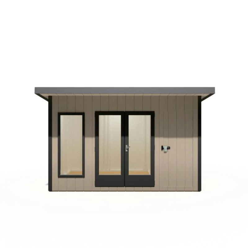 Image of Shires Cali 12x8 ft Pent & Storage Garden Office - L334xW402xH246.1cm in Light Brown Light Brown Unisex