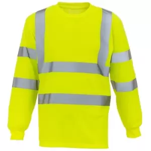 image of Yoko Adults Unisex Hi-Vis Long Sleeve T-Shirt (3XL) (Yellow) - Yellow