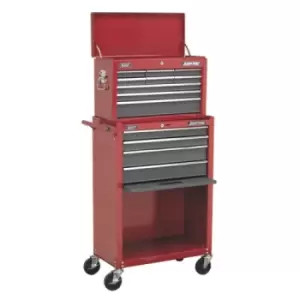 image of Sealey American Pro Topchest & Rollcab Combination 13 Drawer with Ball-Bearing Slides - Red/Grey