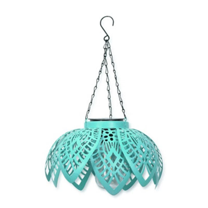 Image of ValueLights Solar Powered Aqua Colour Pop Solar Hanging Lantern Light Blue