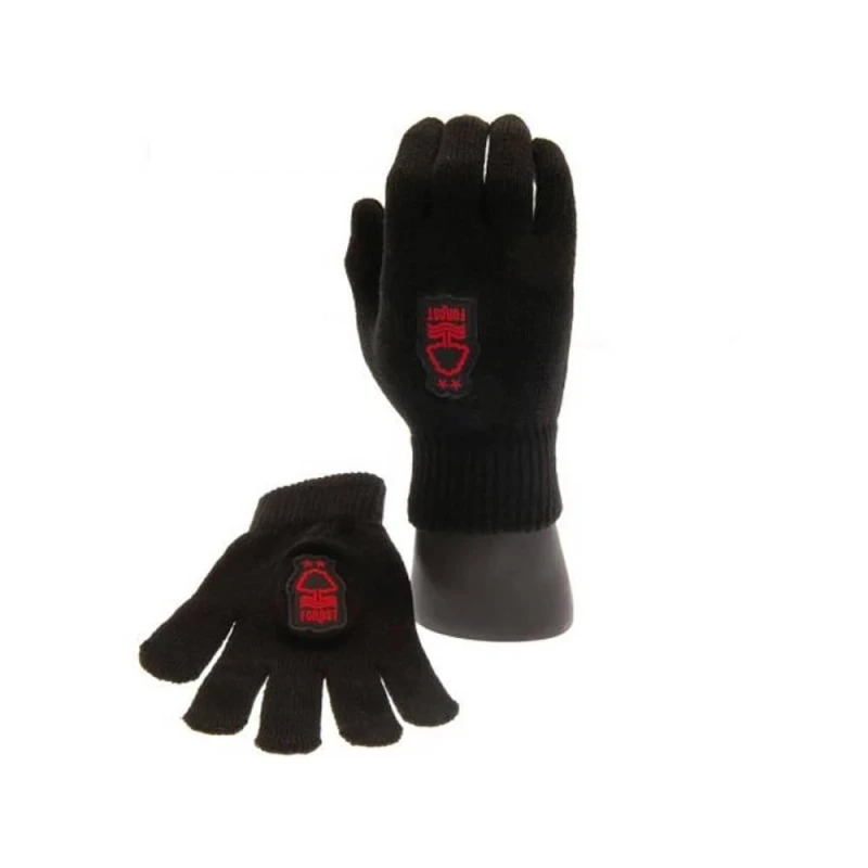 Image of Nottingham Forest FC Mens Knitted Crest Winter Gloves in Black Male One Size