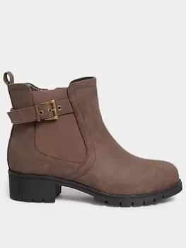 Image of Yours Extra Wide Fit Buckle Ankle Boot Brown, Brown, Size 10Eee, Women