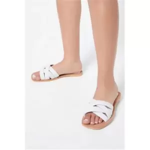 Image of I Saw It First White Cross Over Leather Sandals - White