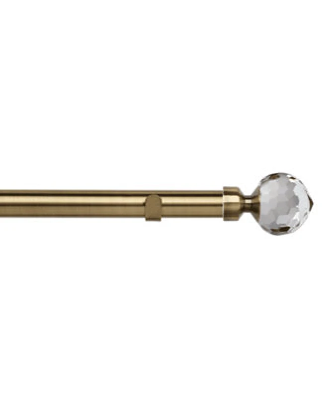Image of Unknown 28mm Fixed Length Metal Eyelet Curtain Pole Set In Antique Brass - Bella Finial, 50Cm