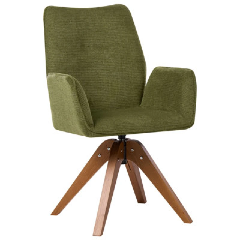 Image of Beliani Dining Chair Swivel Mokena Faux Linen Green