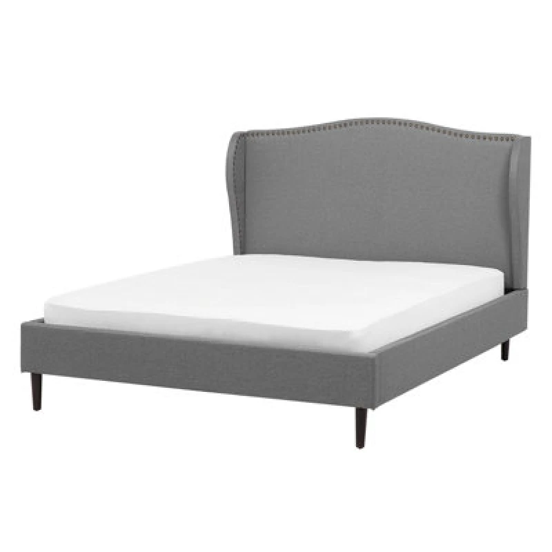 Image of Beliani Bed Fabric Colmar 140 X 200 Cm (Eu Double) Grey