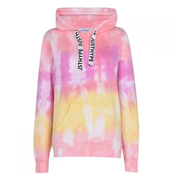 image of Hype Pink Tie Dye Drawcord Womens Pullover Hoodie - Pink