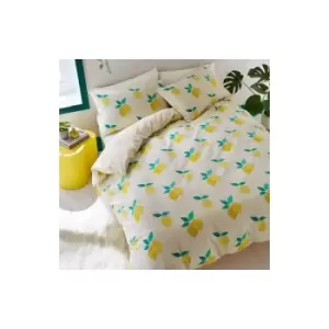 image of Sassy B Lemon Zest Single Duvet Cover Bedding Bed Set Yellow Reversible - Yellow