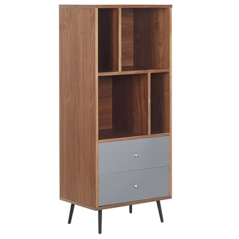 Image of Beliani Shelving Unit Richmond 139cm Dark Walnut