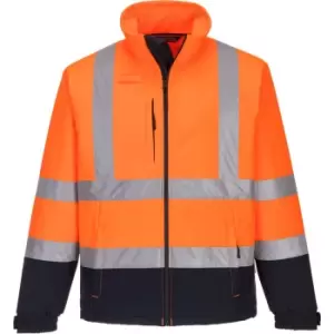 Image of Portwest Fleece Lined Class 3 Hi Vis Jacket Orange / Navy 2XL