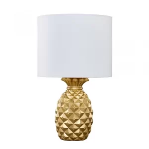 image of Pineapple Gold Table Lamp with White Reni Shade