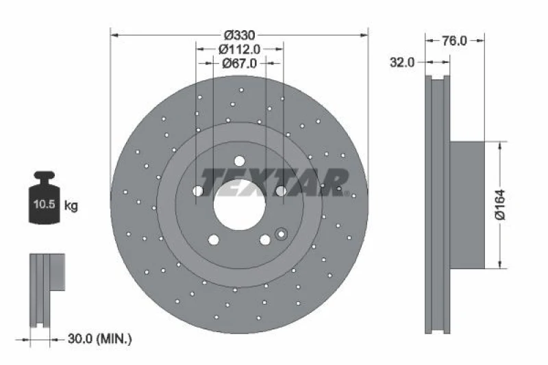 Image of Brake disc TEXTAR 92099205