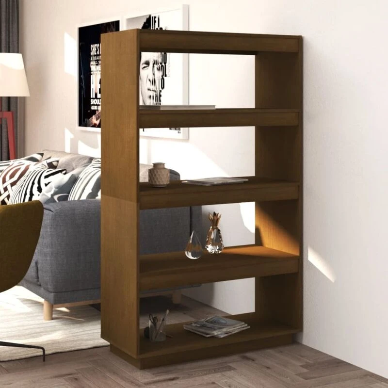 Image of Vidaxl Book Cabinet/Room Divider Honey Brown 80X35X135cm Solid Pinewood, Brown 810892