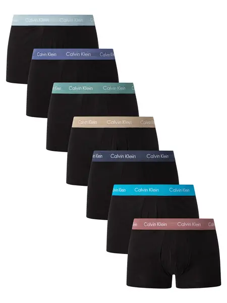 Image of Calvin Klein 7 Pack Cotton Stretch Low Rise Trunks Black (Multi) M