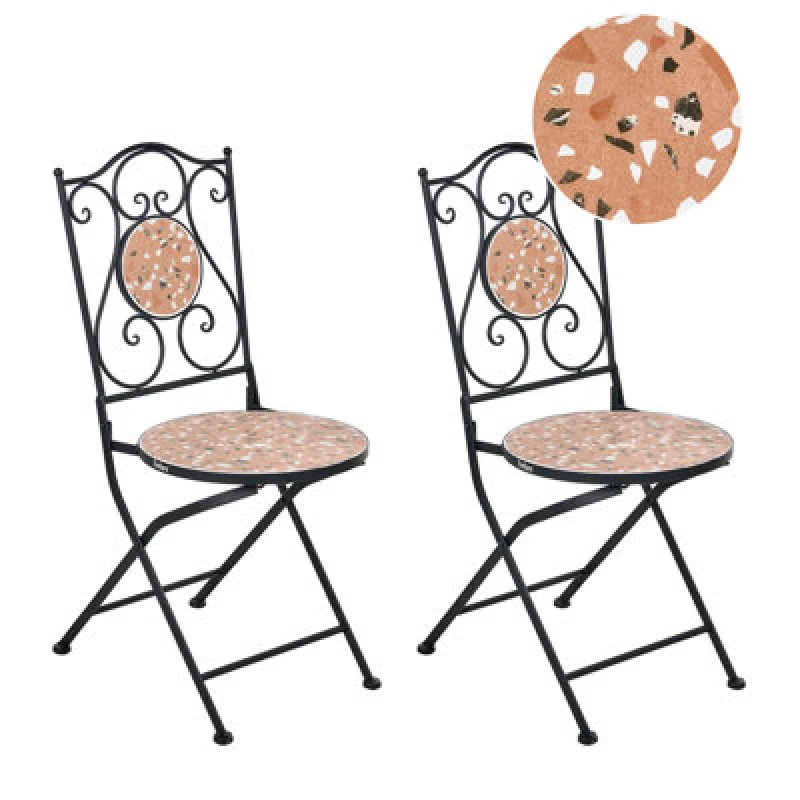 Image of Beliani Set Of 2 Garden Chairs Adrano Folding Metal Black