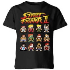 image of Street Fighter 2 Pixel Characters Kids T-Shirt - Black - 11-12 Years